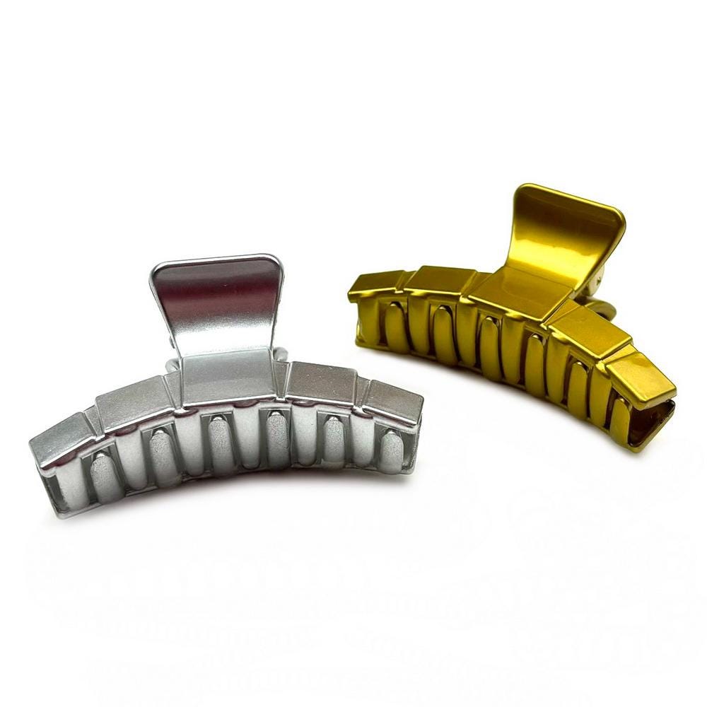 Lot de 2 pinces cheveux 7cm métallisées