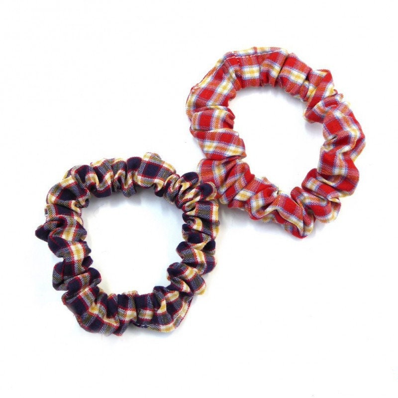 Lot de 2 élastiques chouchou cheveux motif carreaux