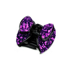 pince à cheveux forme nœud recouverte de paillettes violet