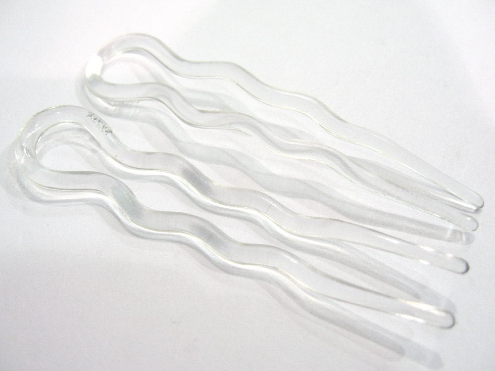 6 épingles cheveux transparentes made in France 8.8cm