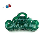 Pince Cheveux "Love" 8.5cm vert en Acétate, Made in France