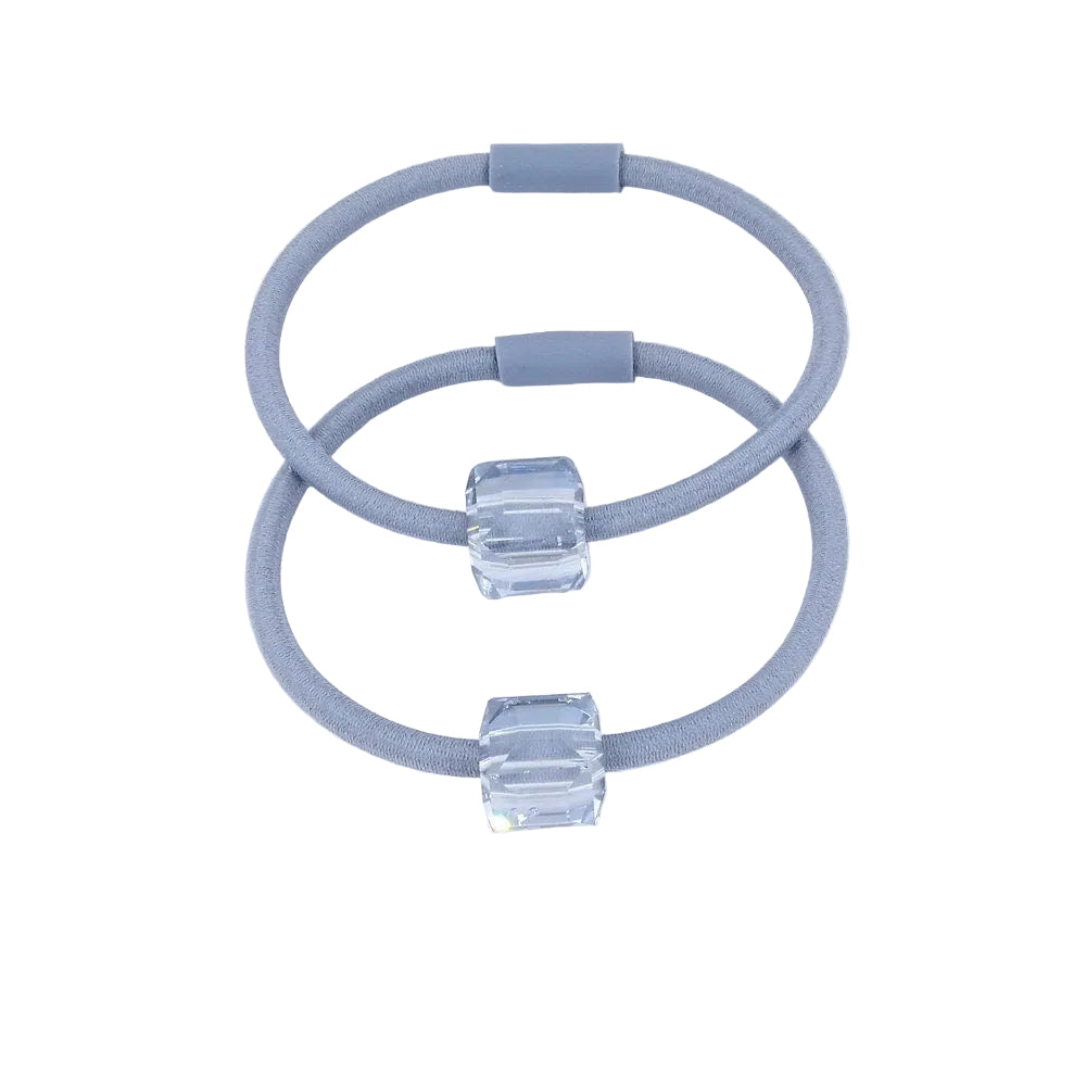 Lot de 2 élastiques cheveux avec cube cristal