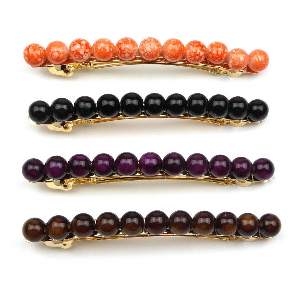 Barrette cheveux 8cm, perles 8mm