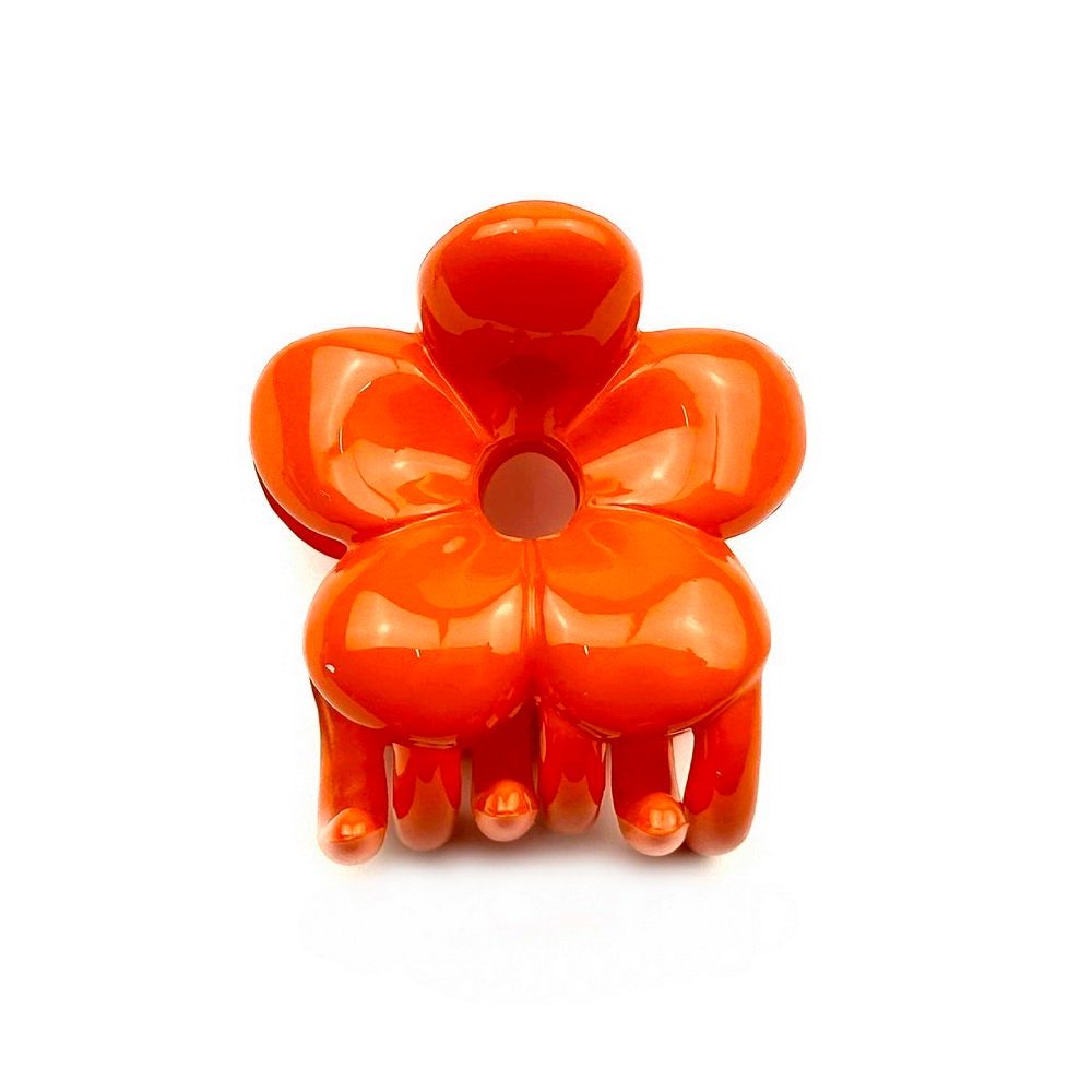 Pince cheveux crabe motif fleur 4.5cm rouge
