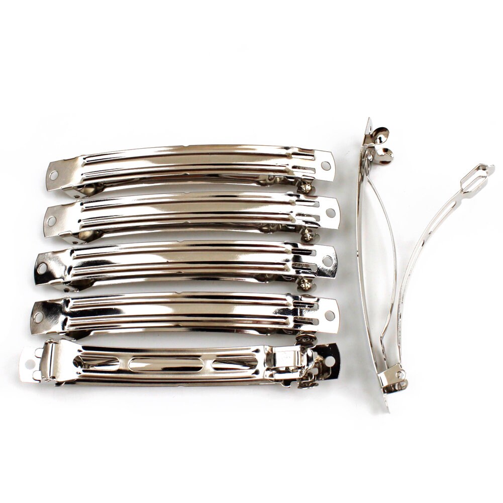 Barrettes montures 10cmx1.1cm argent - Lot de 10