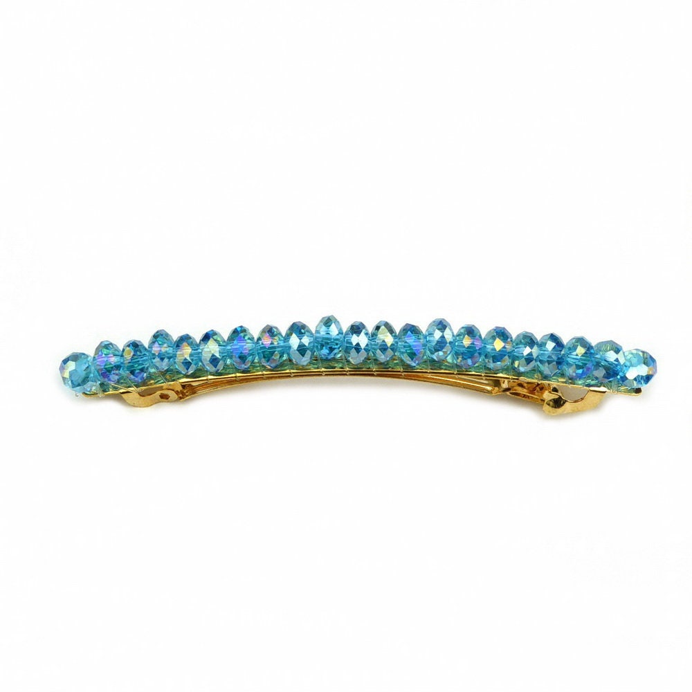 Barrette cheveux perles cristaux 8.5cm