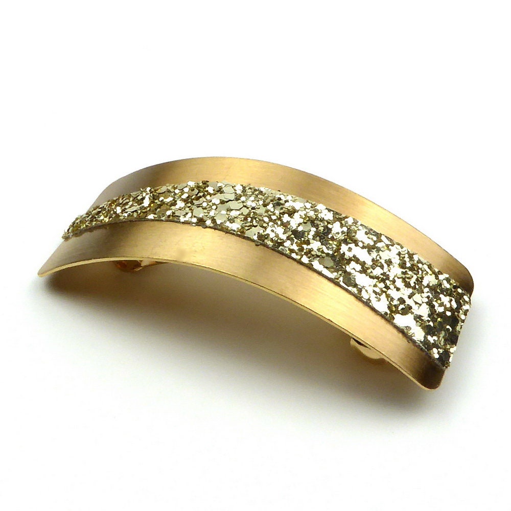 Barrette cheveux rectangulaire incurvés avec paillettes