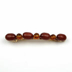 Barrette cheveux 8cm perles marron