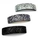 Barrette cheveux paillettes incurvée - Élégance argentée