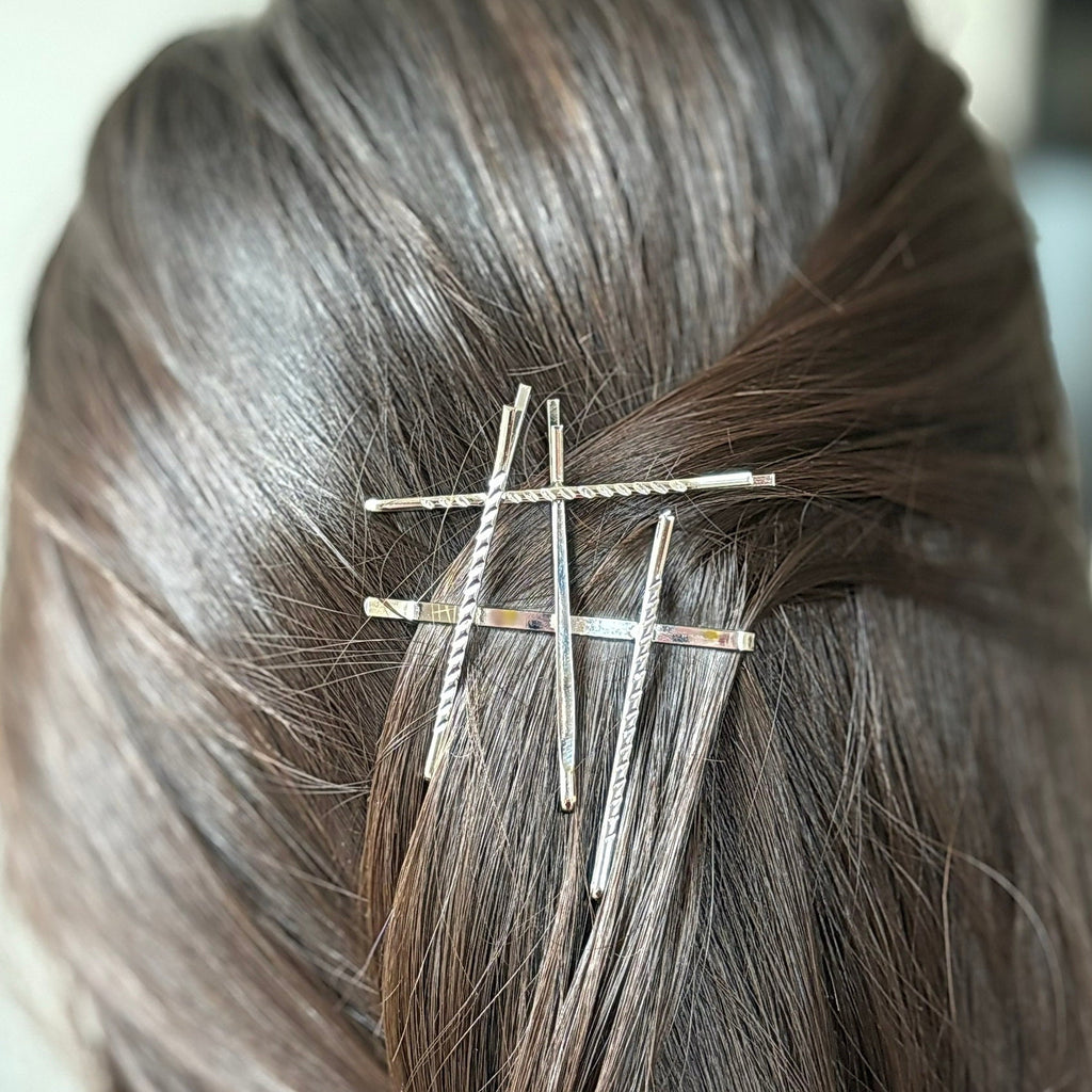 Pince Cheveux Quadrillage Argenté 5cm - Accessoire Coiffure Fantaisie