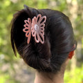 Pince à cheveux fleur en acétate – Fait main, Made in France 8 cm Rose Poudré