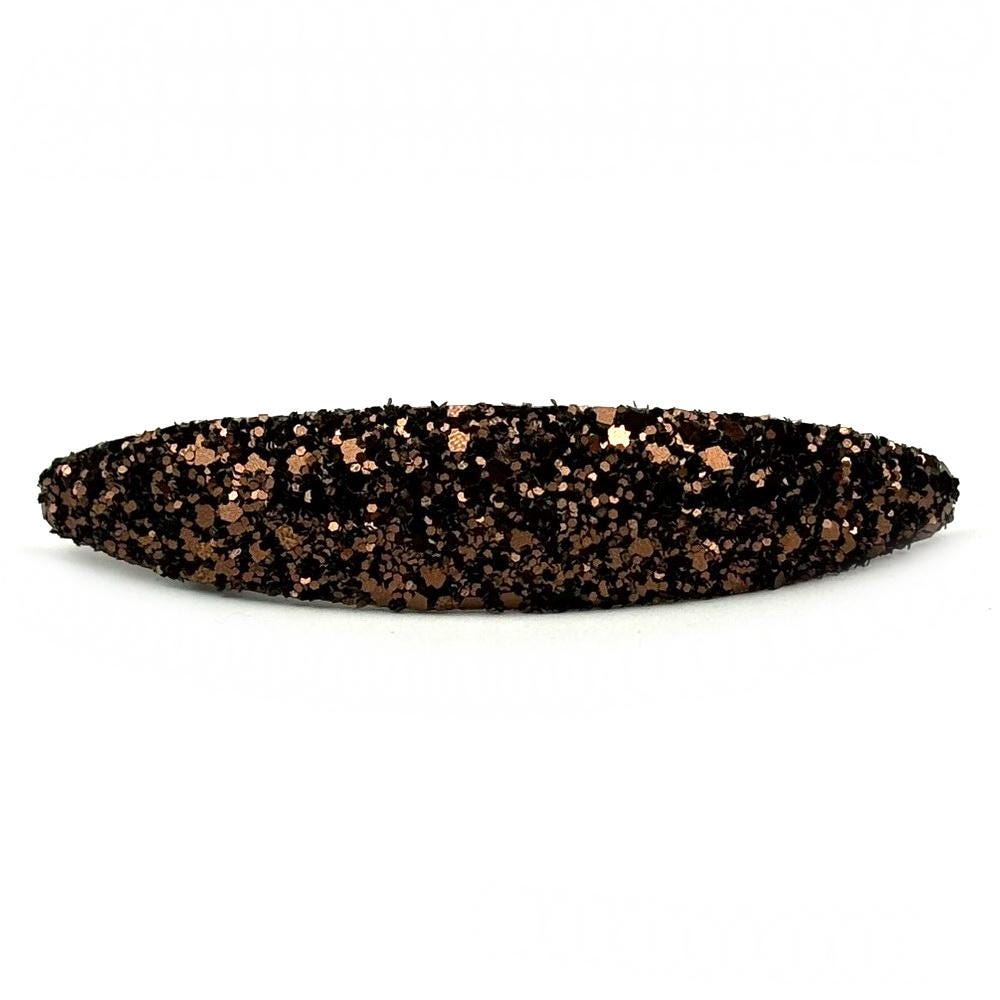 Barrette cheveux ovale à paillettes, marron