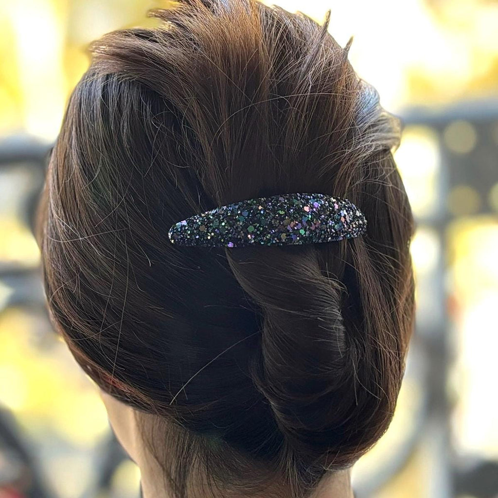 Barrette cheveux paillettes forme ovale