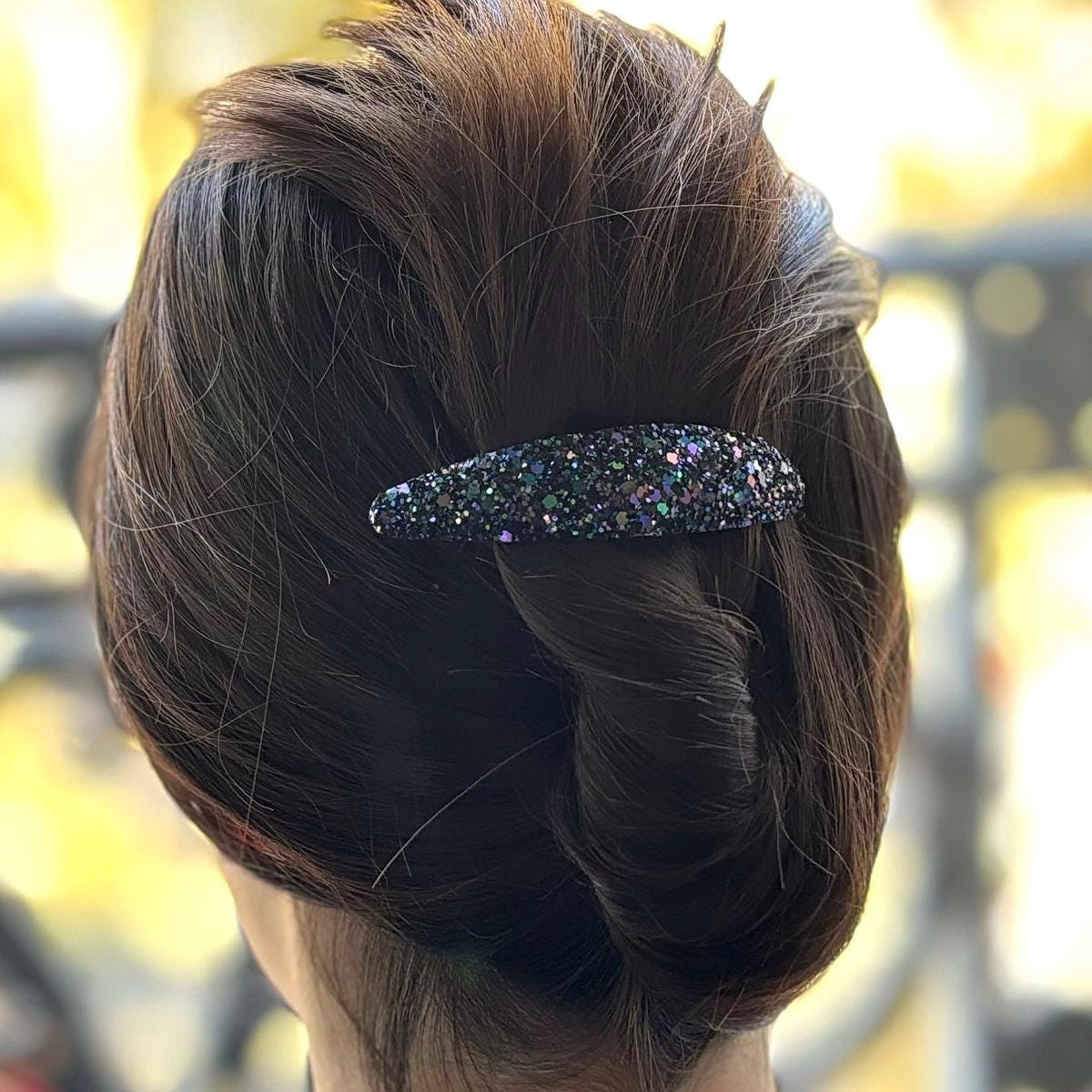 Barrette cheveux paillettes forme ovale