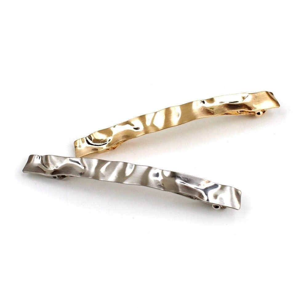 Barrette cheveux en métal martelé