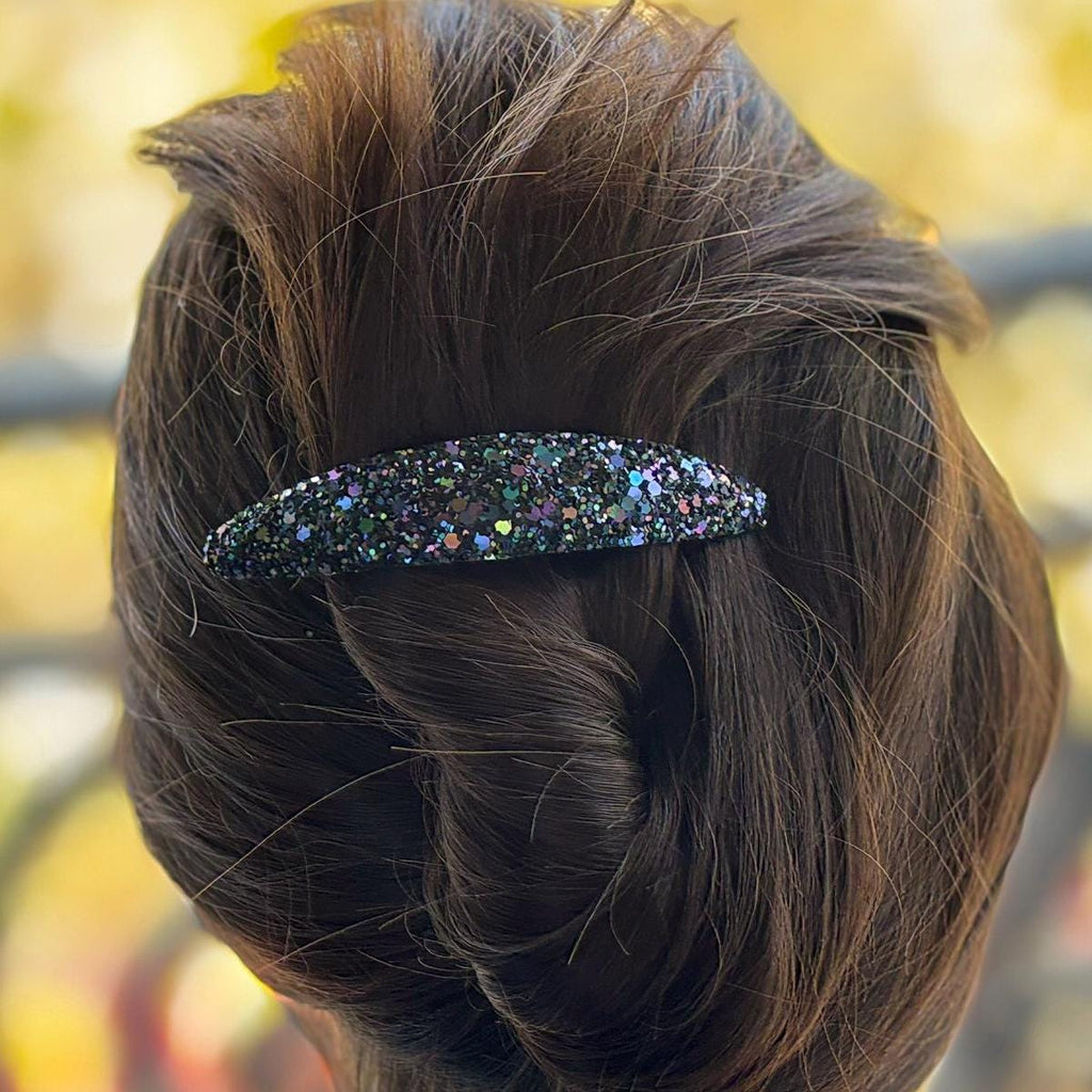 Barrette cheveux ovale à paillettes