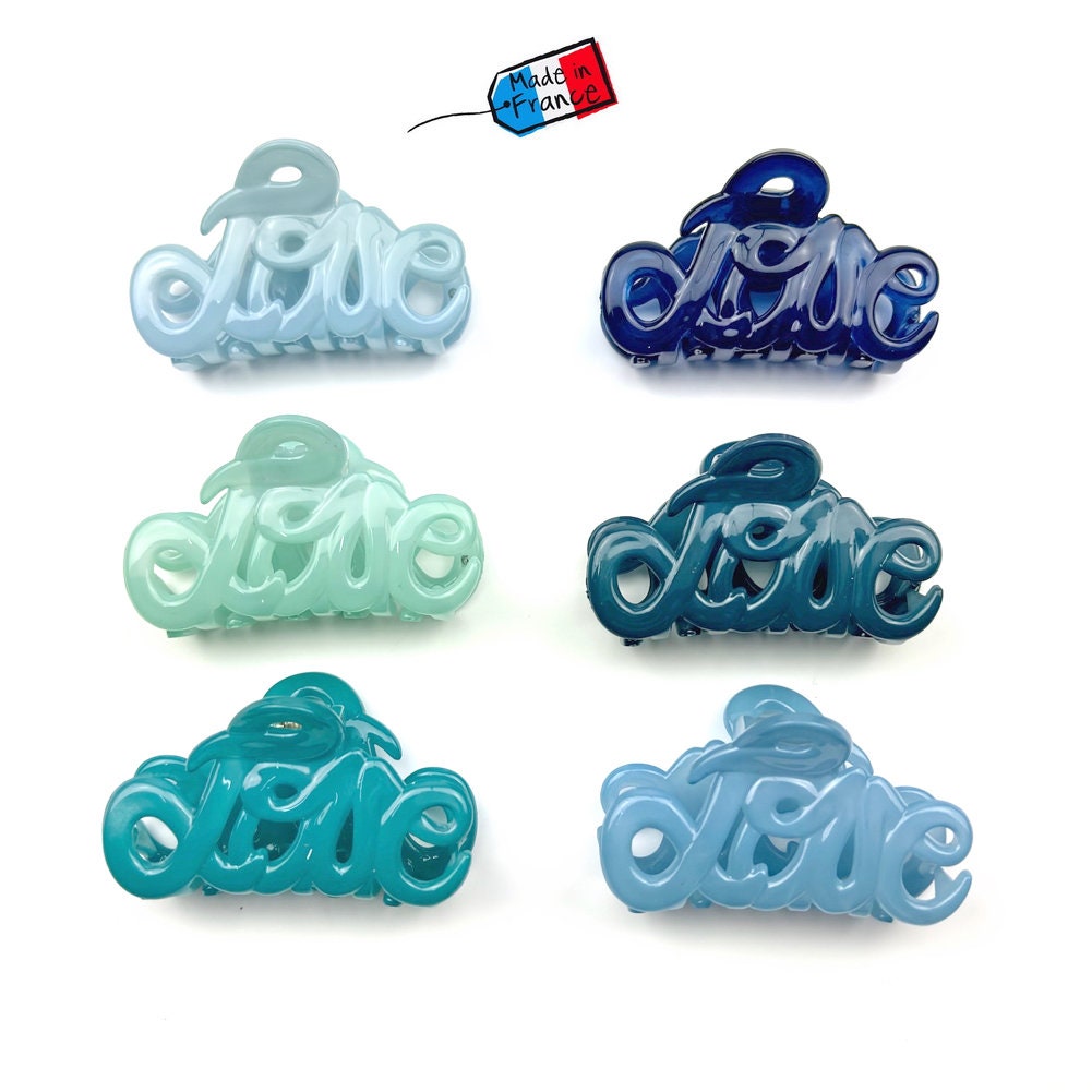 Pince à cheveux "Love" 5,5cm en acétate, qualité premium, Made in France