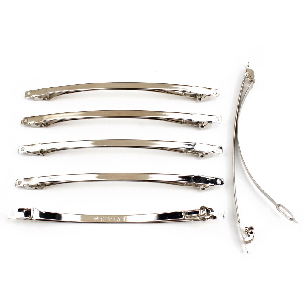 Barrettes fines 10cmx0.3cm "Clip Paris" argent - Lot de 10