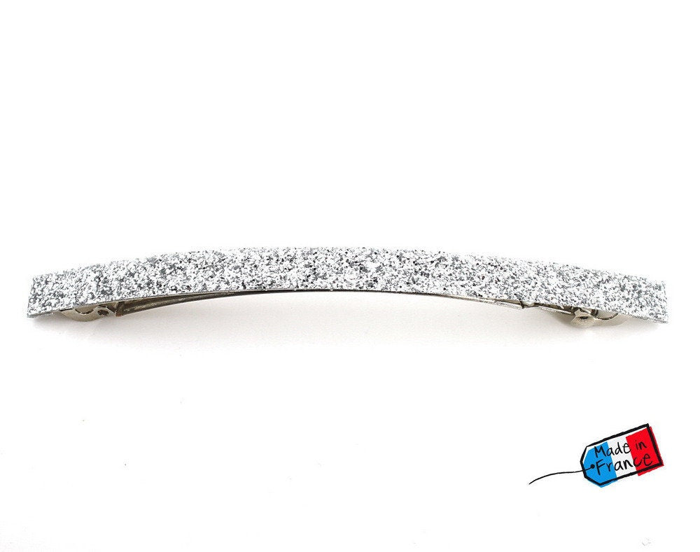 Barrette cheveux paillettes fine longue 10cm - argenté