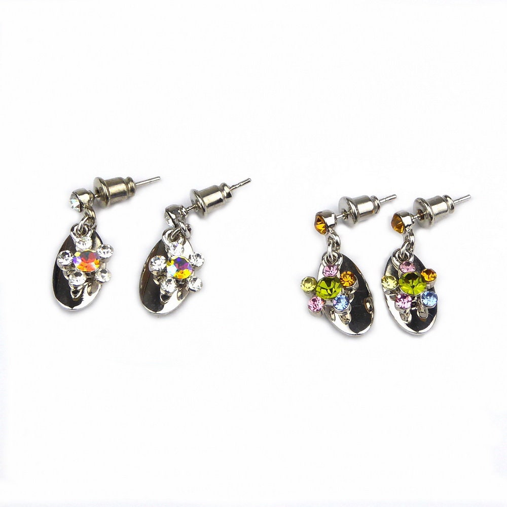 Boucle d'oreille pendante cristal