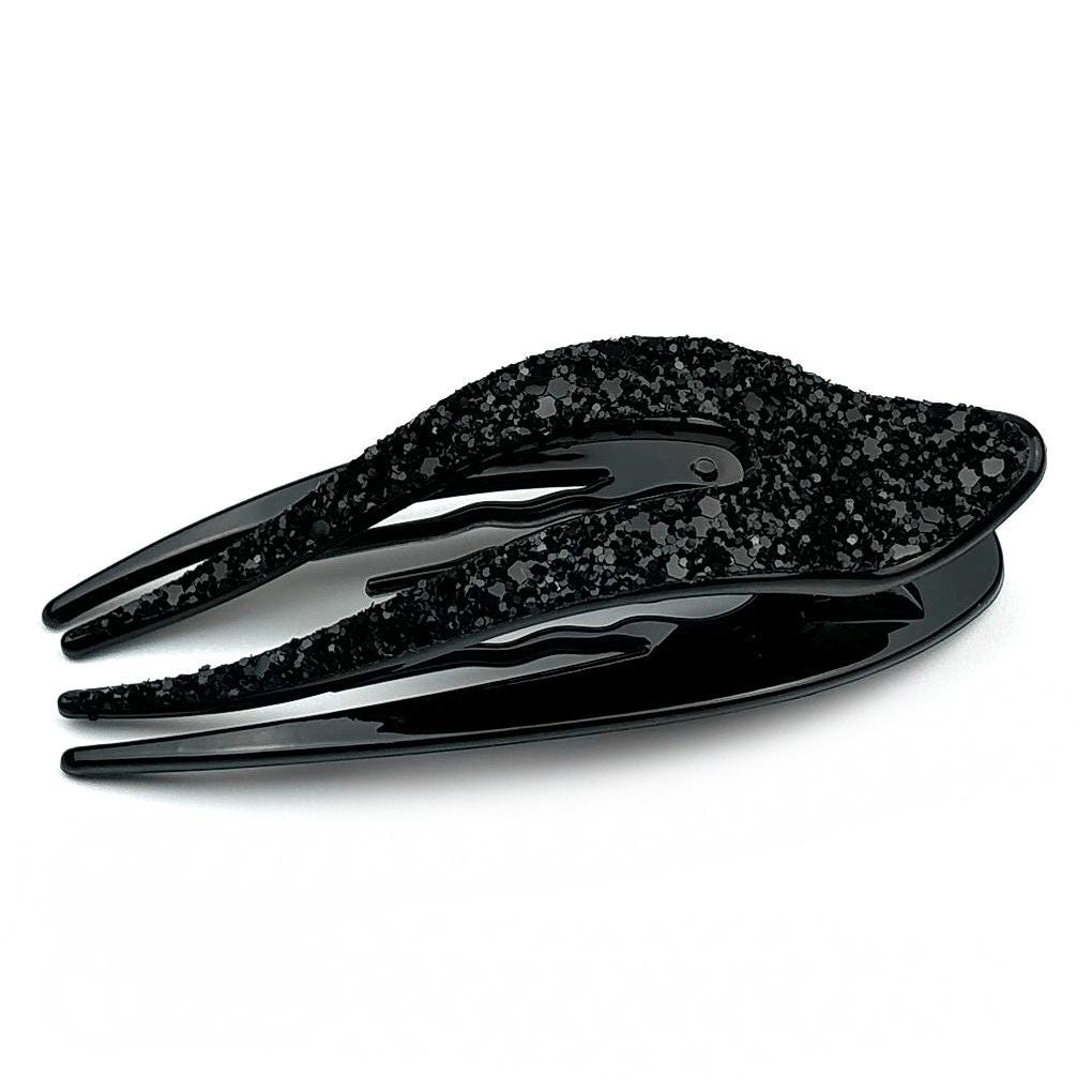 pince à cheveux bec ornée de paillettes noires