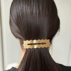 Barrette Cheveux Rectangulaire Dentelée 8,7cm Métal Brossé Doré
