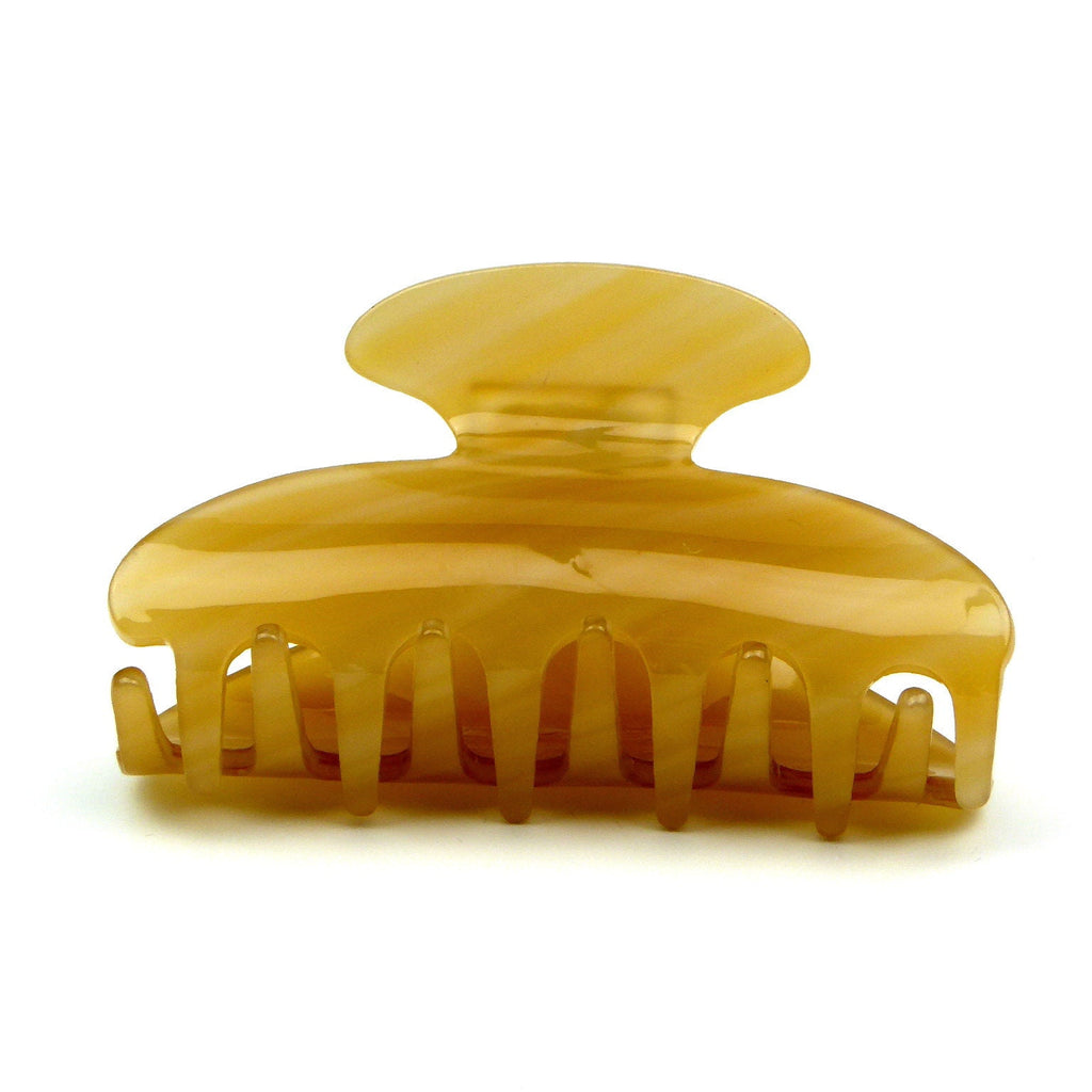 Pince cheveux motif corne jaune 8cm fait main