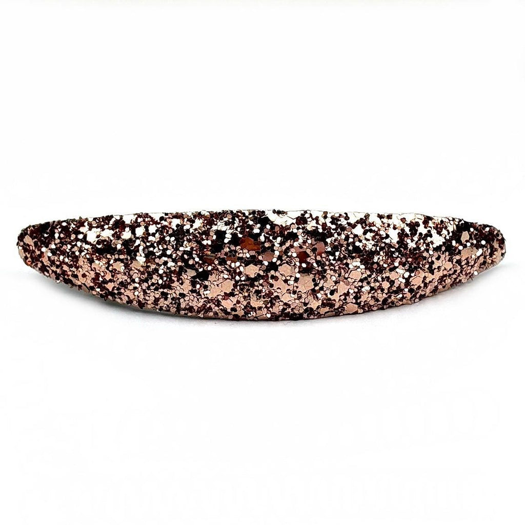 Barrette cheveux ovale à paillettes - or rose