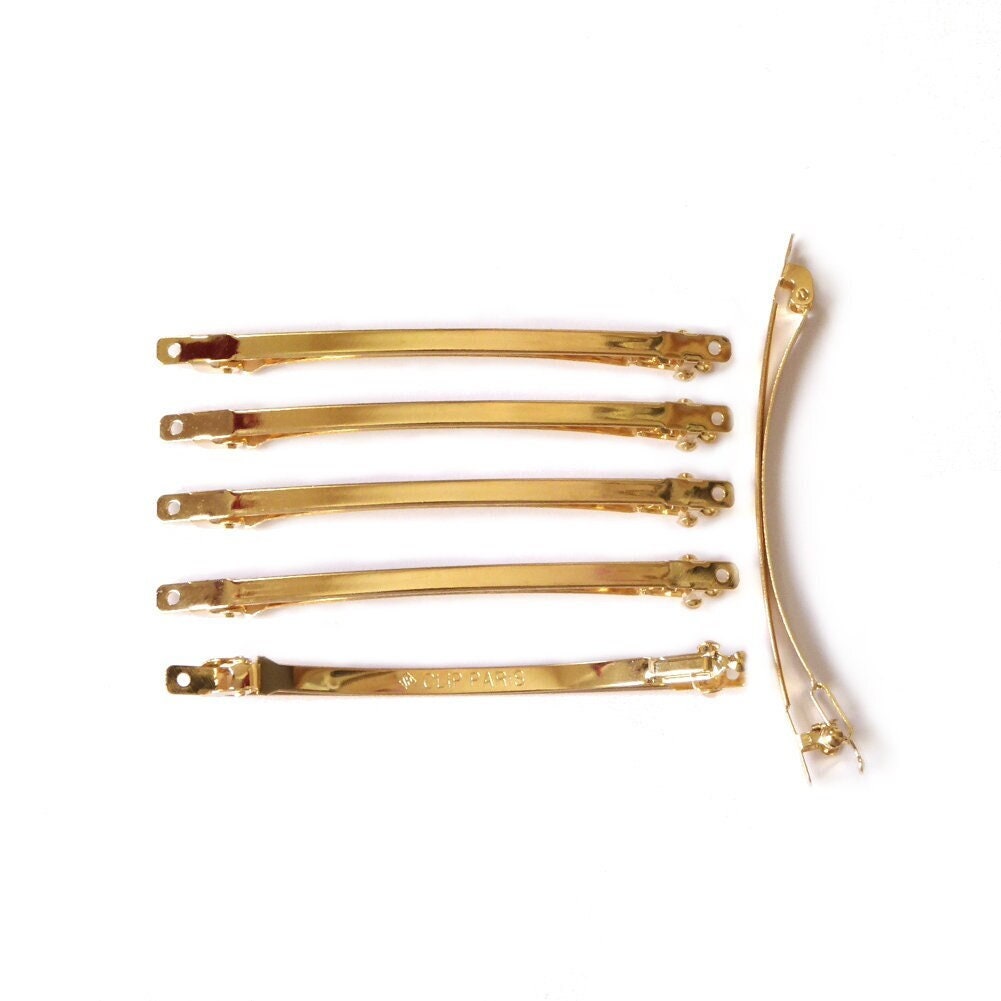 Barrettes fines 8cmx0.3cm "Clip Paris" or - Lot de 10