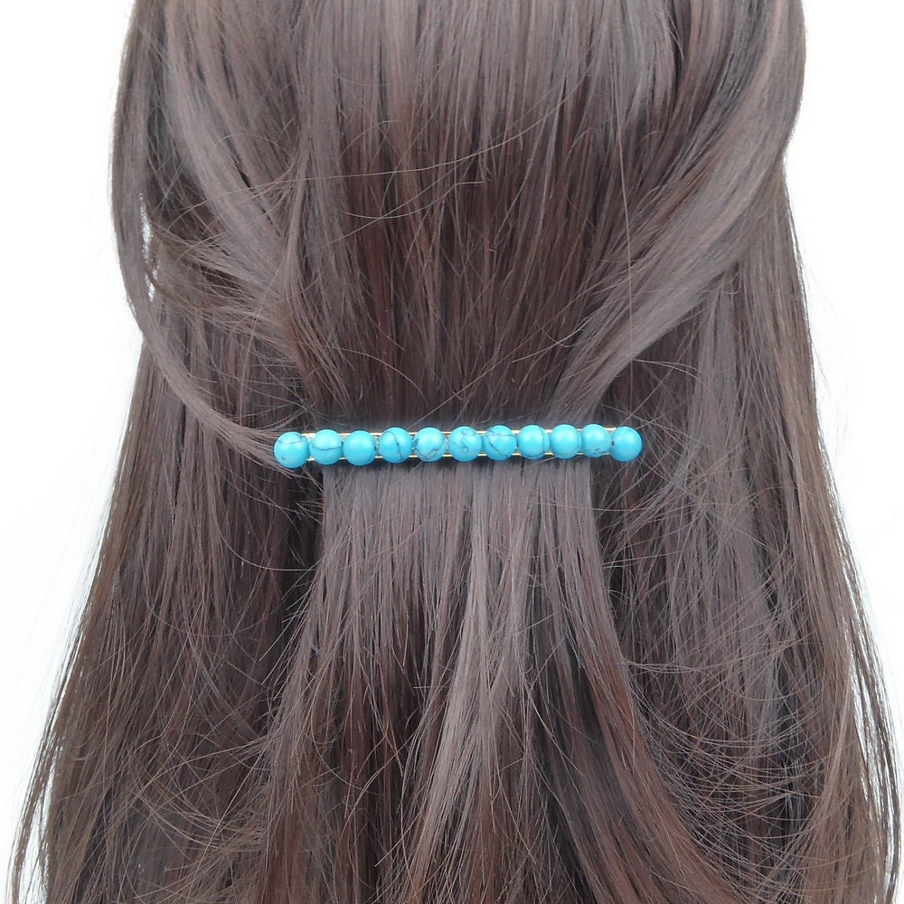 Barrette cheveux 8cm, perles 8mm