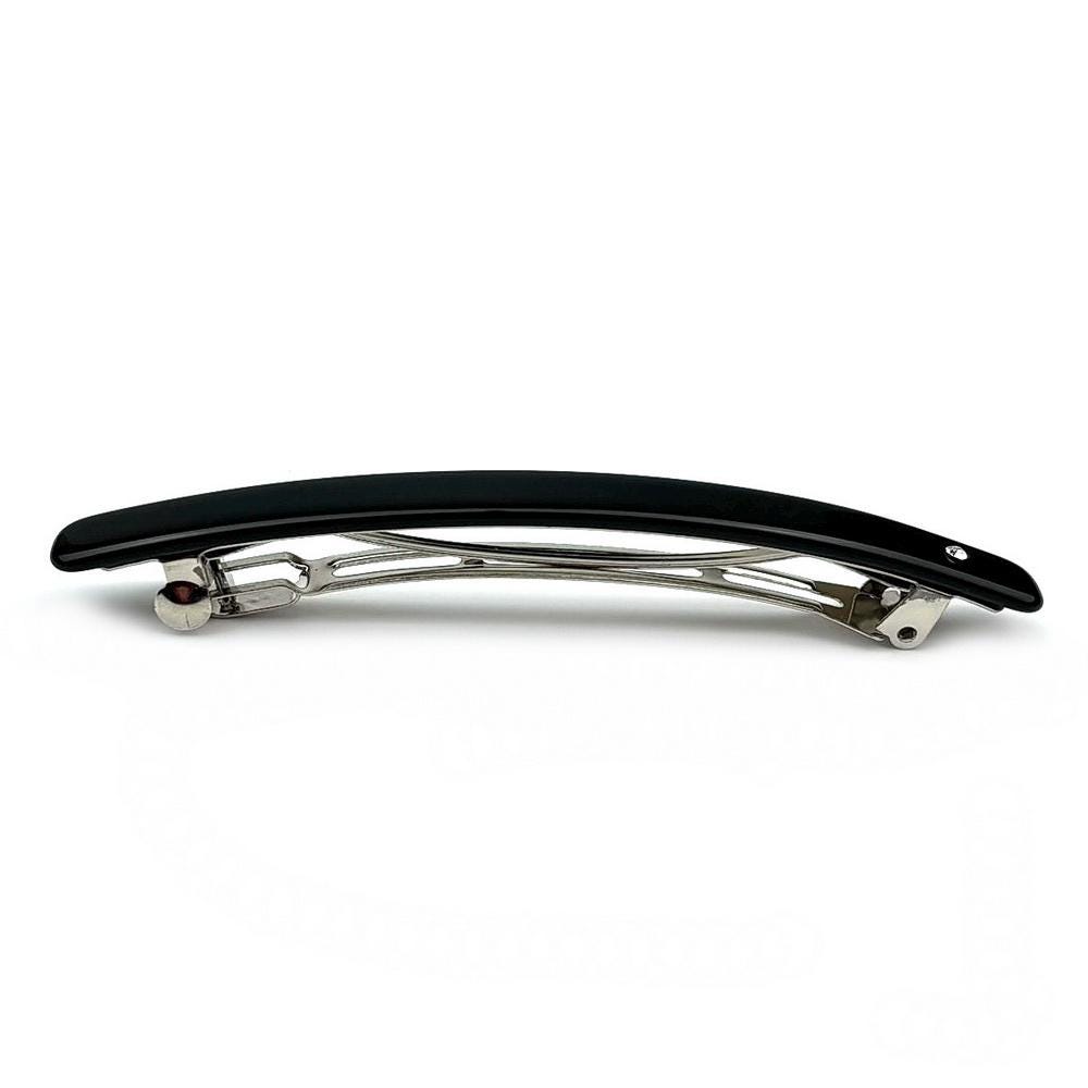 Barrette cheveux longue 10cm noir fait main avec strass
