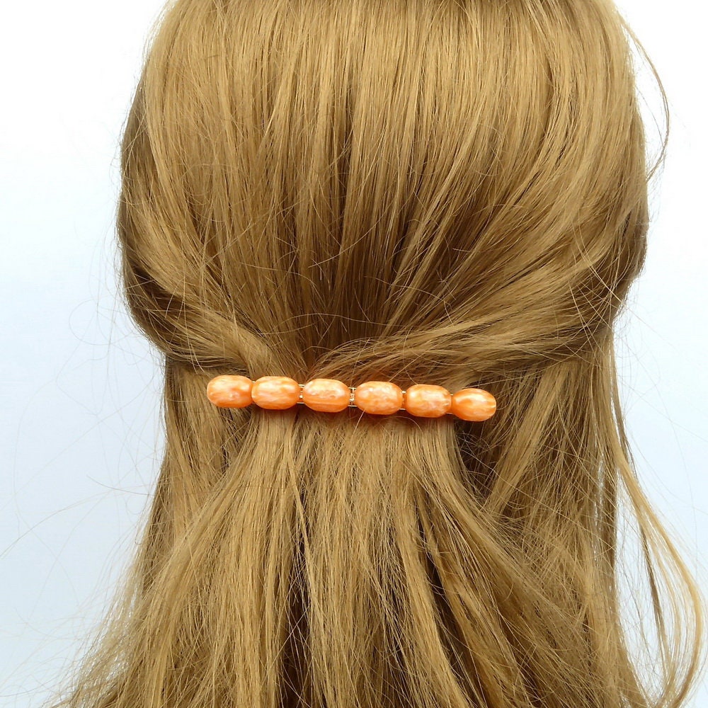 Barrette cheveux perle ovale 8cm