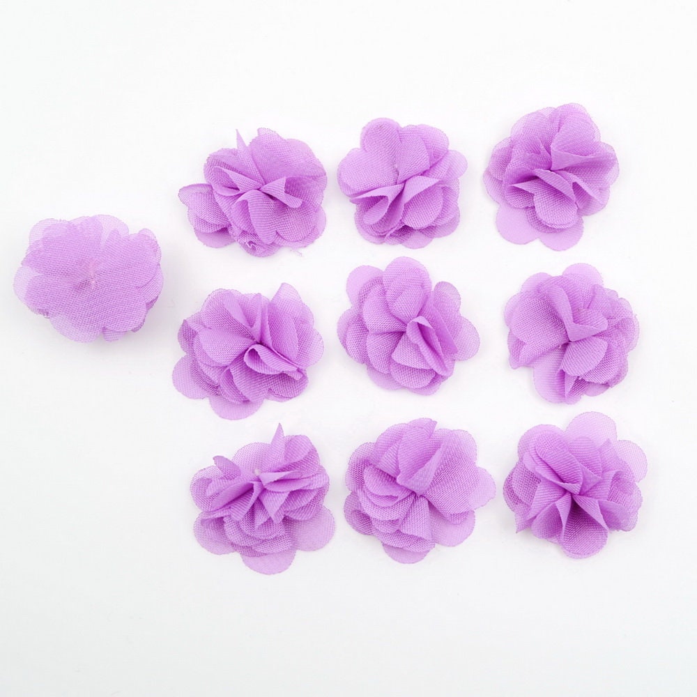 Lot de 10 petites fleurs voile mauve