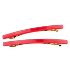 Barrettes cheveux fine fait main 9cm fuchsia - Lot de 2