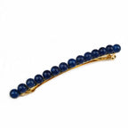 Barrette cheveux fine 8cm perles bleu