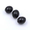 Lot de 6 perles ovales en céramique - noir
