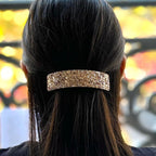 Barrette cheveux paillette 9.5cm, accessoire cheveux - doré, or rose, marron
