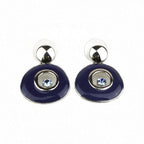 Boucles d'oreilles pendantes émail et cristaux - bleu