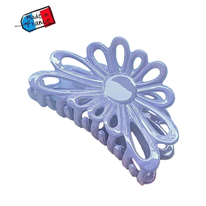 Pince à cheveux fleur acétate Mauve – Fait main, Made in France 8 cm