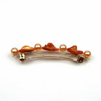Barrette Cheveux Perles Nacre Coquillage 8cm, monture dorée