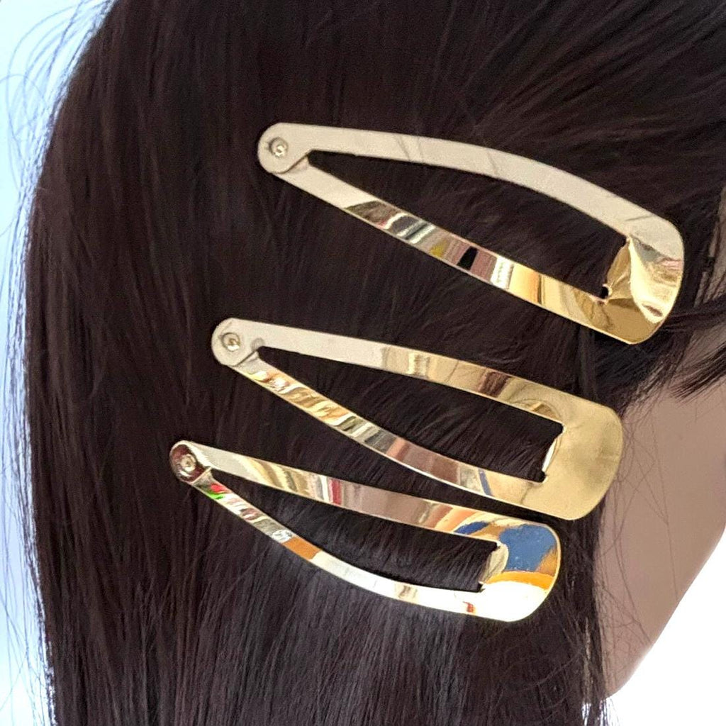 Lot 10 pinces cheveux clic clac dorées 5.8cm