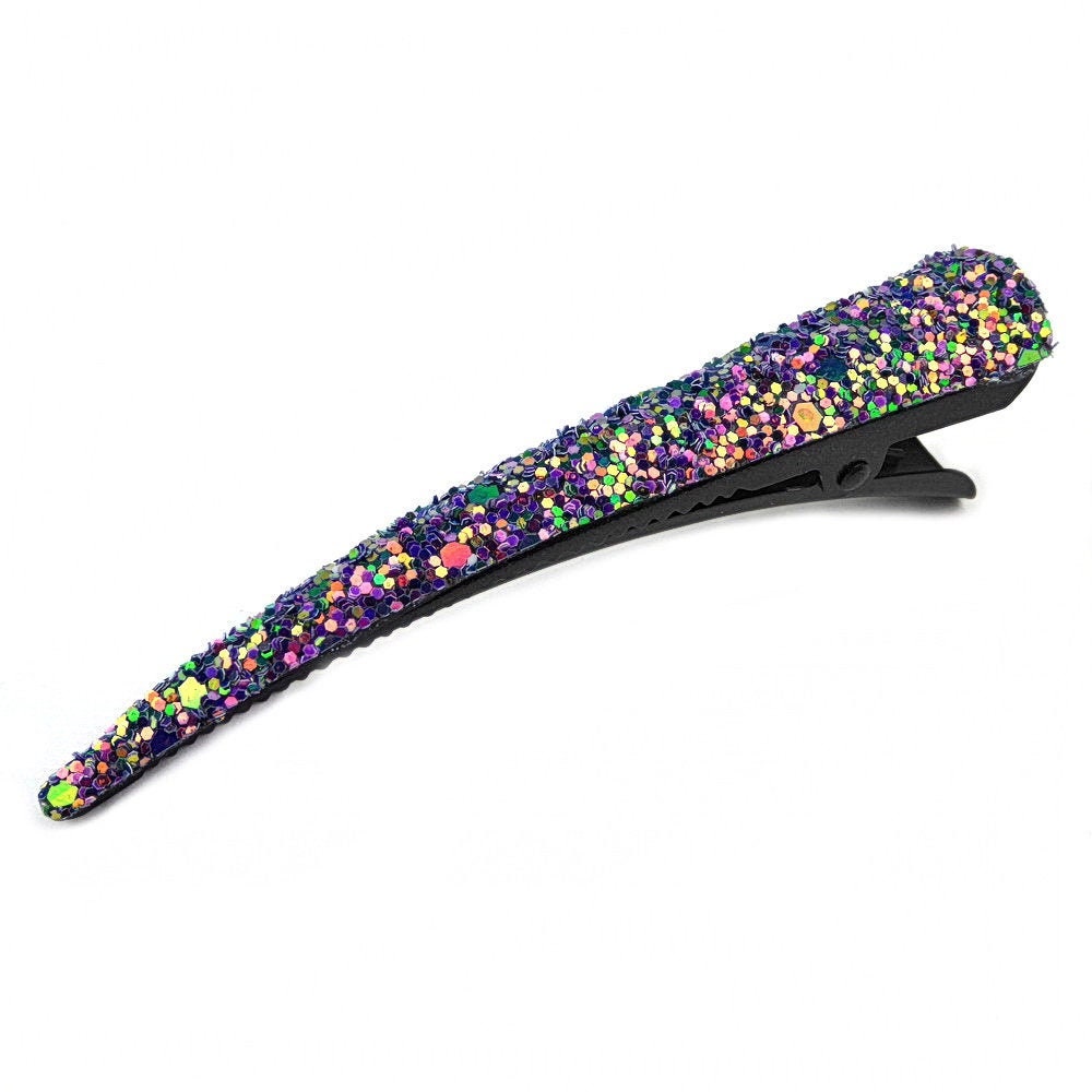 Grande pince cheveux concorde 10.5cm paillette - violet bleu