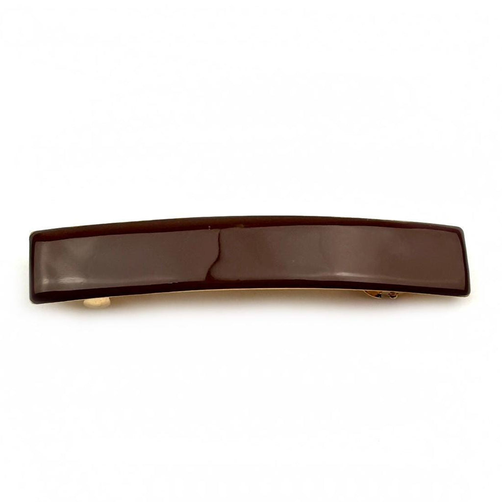 Barrette cheveux émail marron 9cm, accessoire cheveux