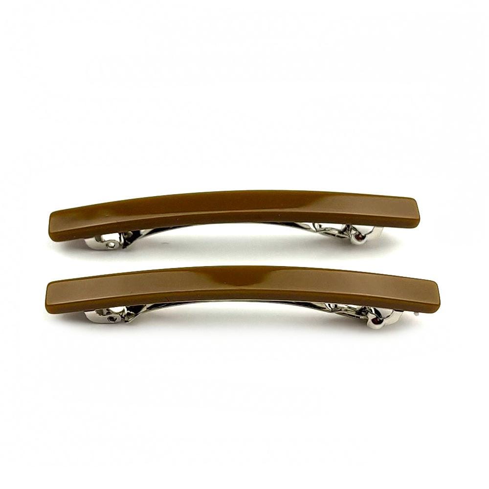 Barrettes cheveux fine 7cm marron - Lot de 2