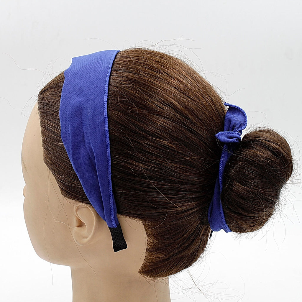 Serre tête satin crêpe avec noeud amovible - bleu