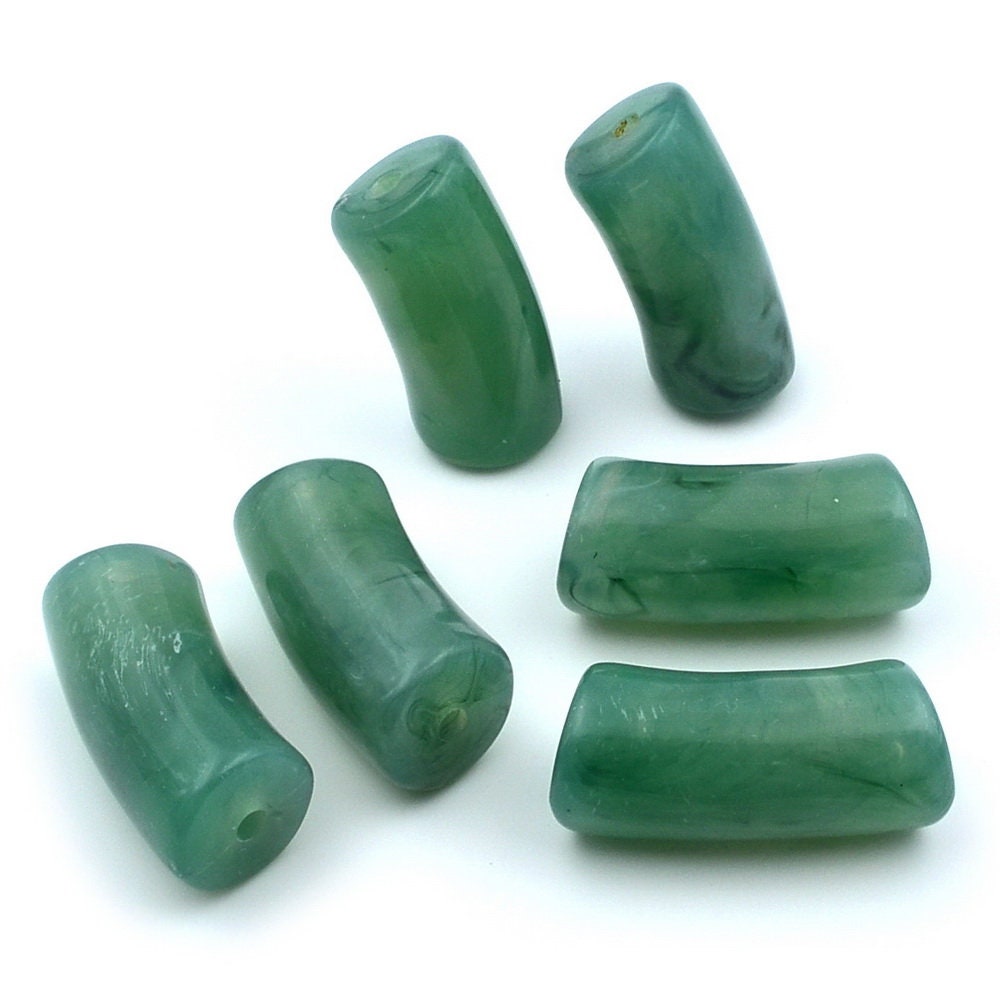 6 perles cylindriques courbes en acrylique marbré