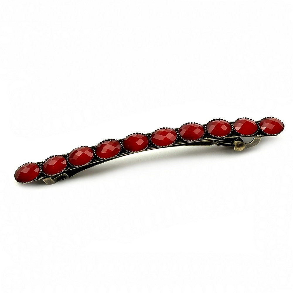 Barrette cheveux vintage longue avec perles à facette