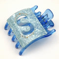 Pince à cheveux plate avec strass – 8 x 6,2 cm bleu
