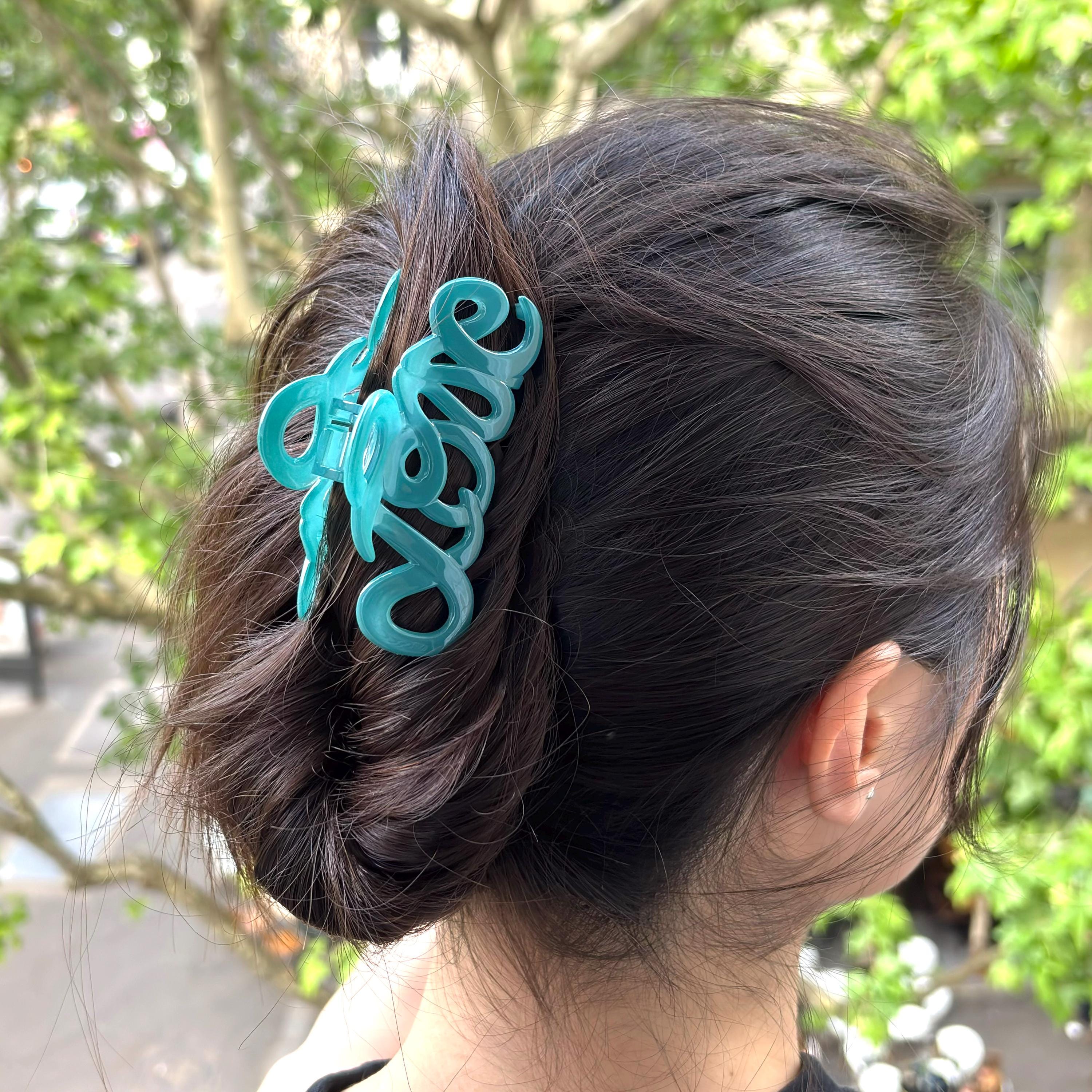 Pince à cheveux "Love" 8,5cm en acétate, qualité premium, Made in France