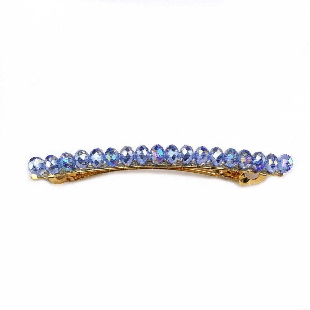 Barrette cheveux 8.5cm perles cristaux